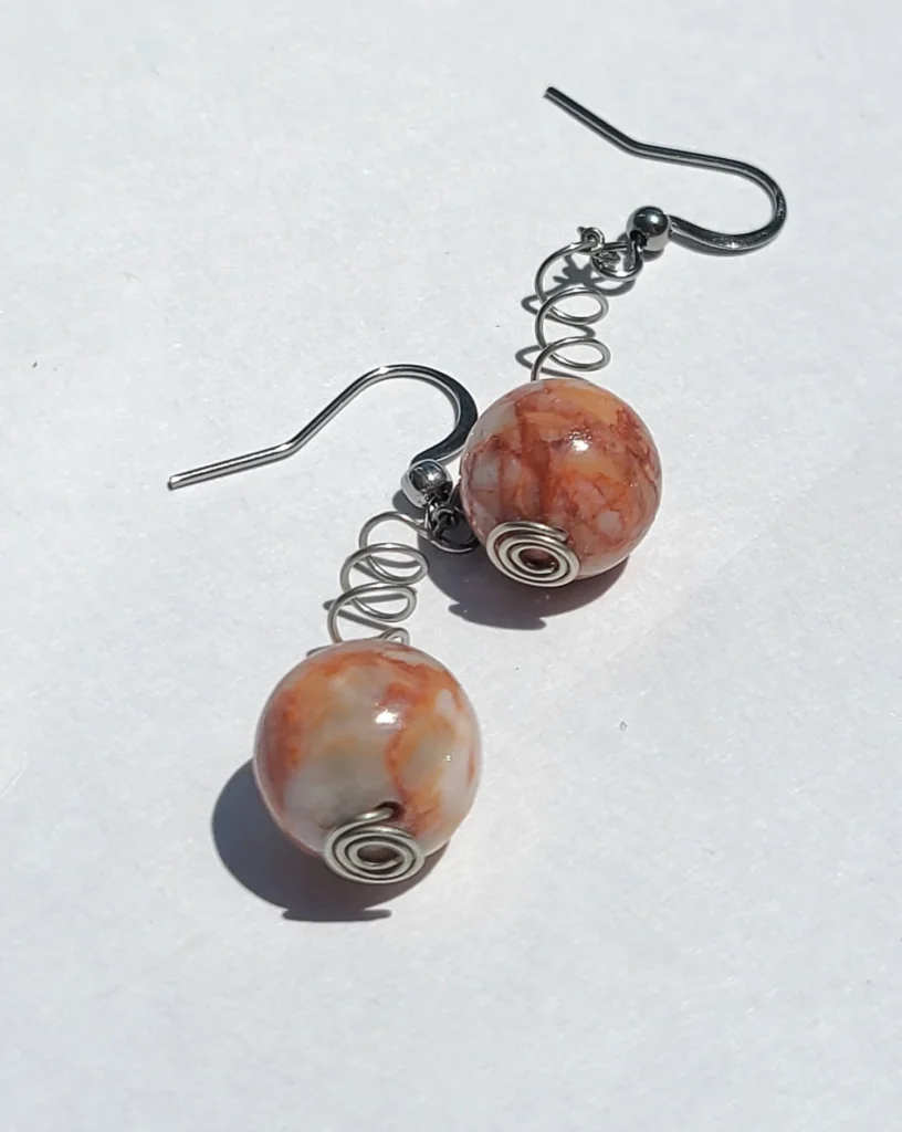 Red Flame Jasper Earrings - Silver - Root Chakra