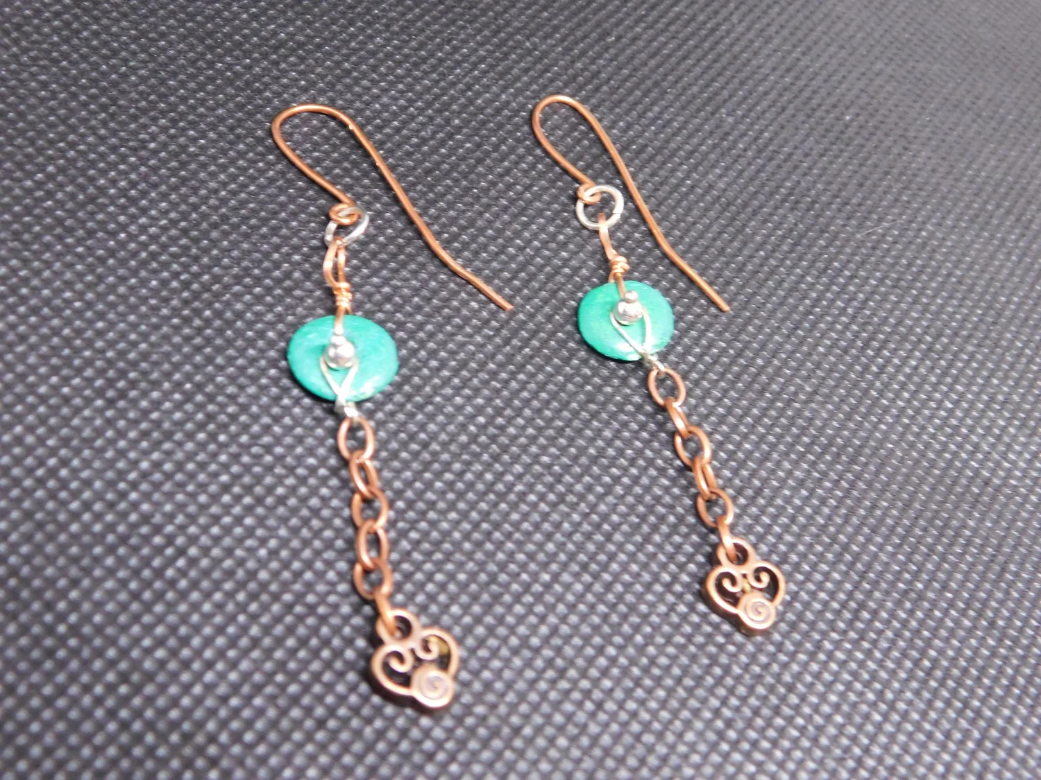 Bone Earrings - Silver and Copper - Root Chakra