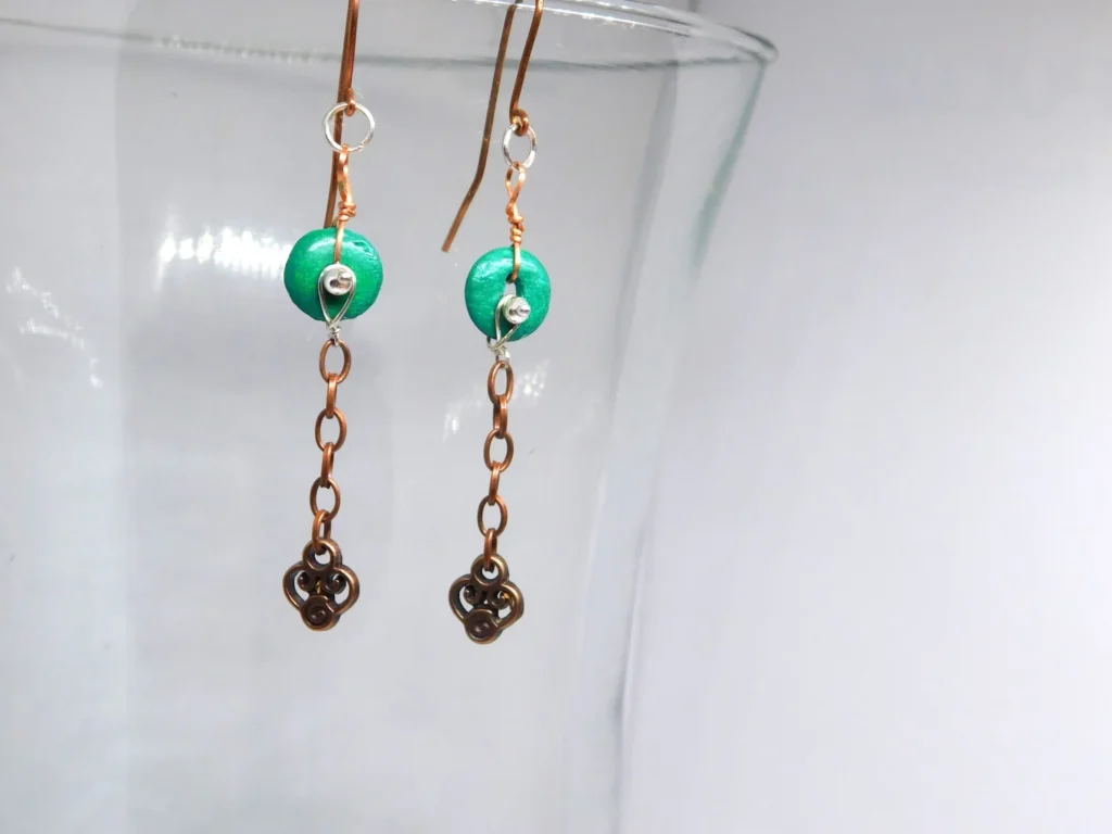 Bone Earrings - Silver and Copper - Root Chakra