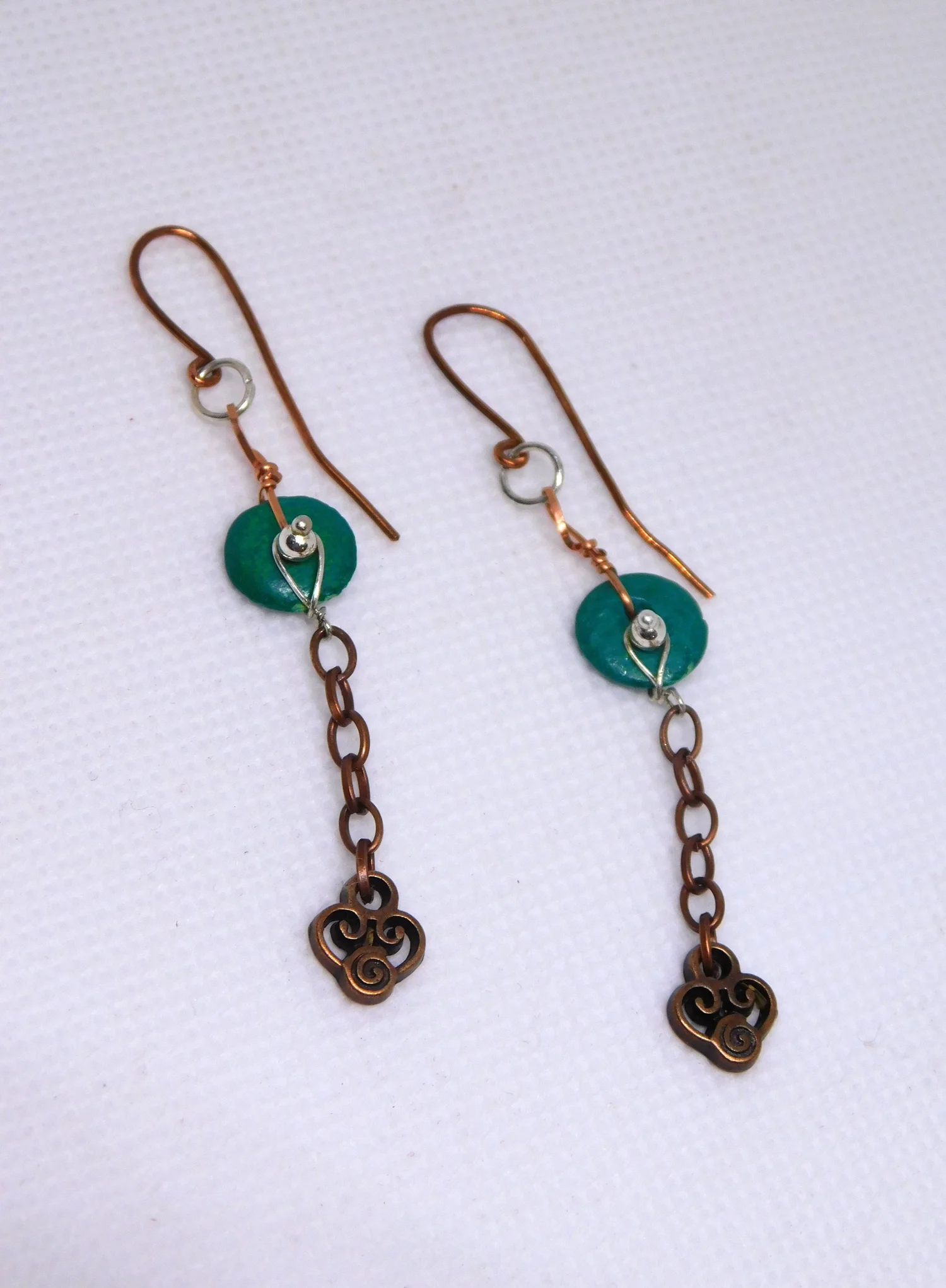 Bone Earrings - Silver and Copper - Root Chakra