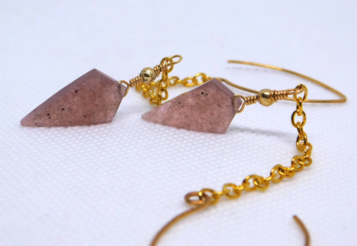 Strawberry Quartz Necklace - Gold - Heart Chakra