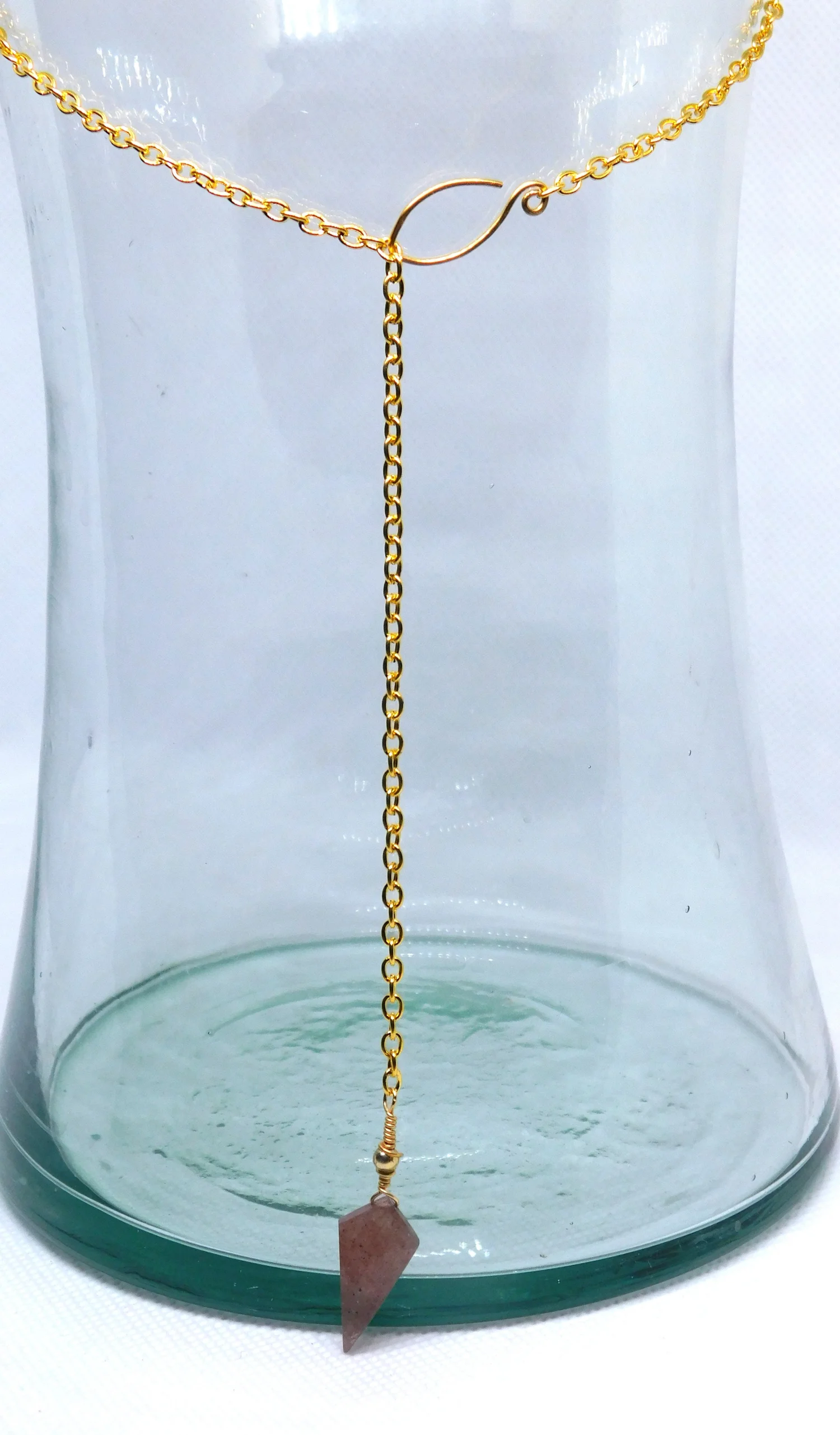 Strawberry Quartz Necklace - Gold - Heart Chakra