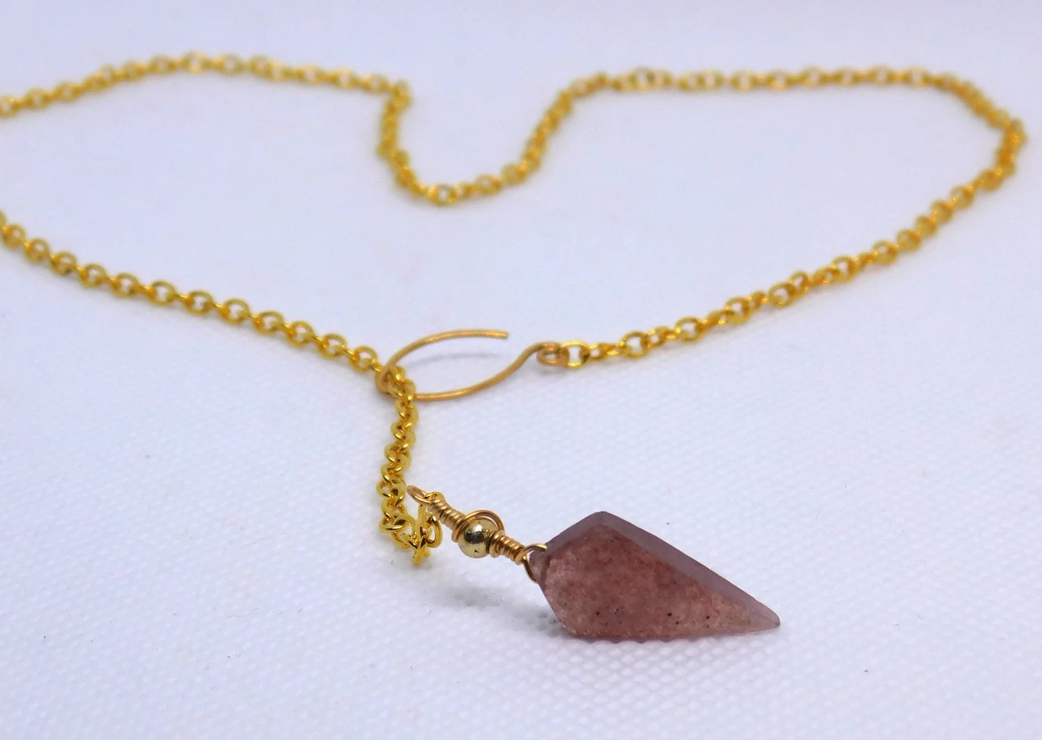 Strawberry Quartz Earrings - Gold - Heart Chakra
