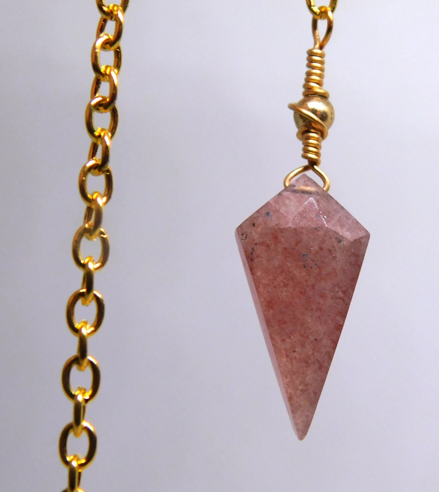 Strawberry Quartz Necklace - Gold - Heart Chakra