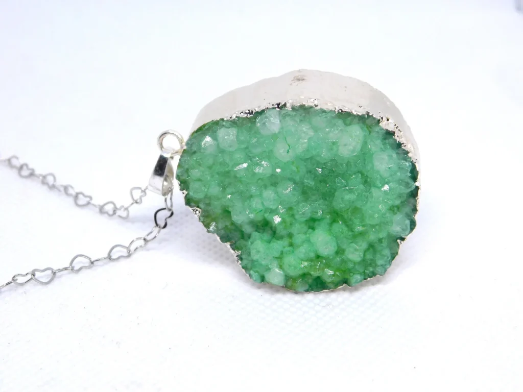 Green Drusy Necklace - Silver - All Chakras