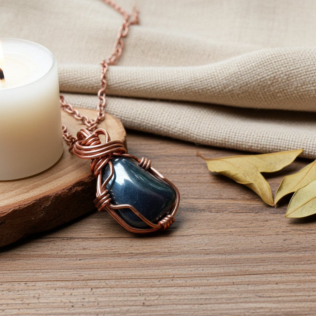 Mookaite Jasper Necklace - Wire Wrapped in Copper - Root Chakra, Sacral Chakra, Solar Plexus Chakra, Heart Chakra