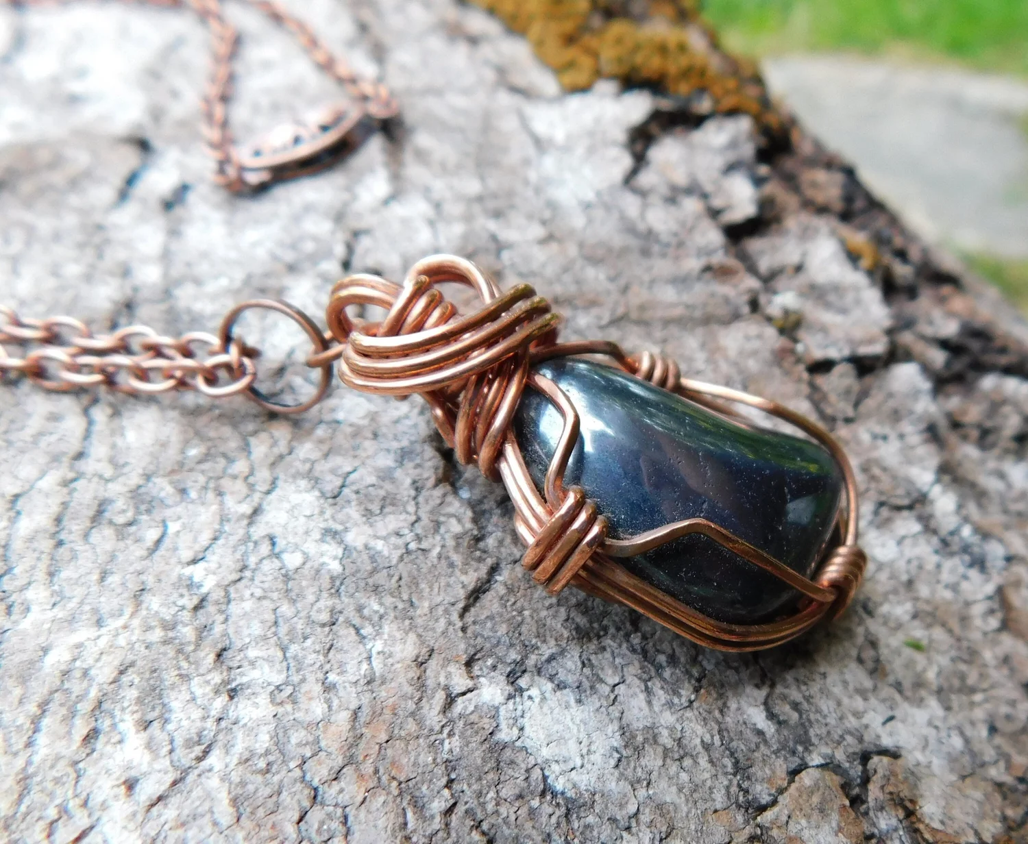 Fire Agate Necklace - Wire Wrapped in Gold and Copper - Root Chakra, Sacral Chakra, Solar Plexus