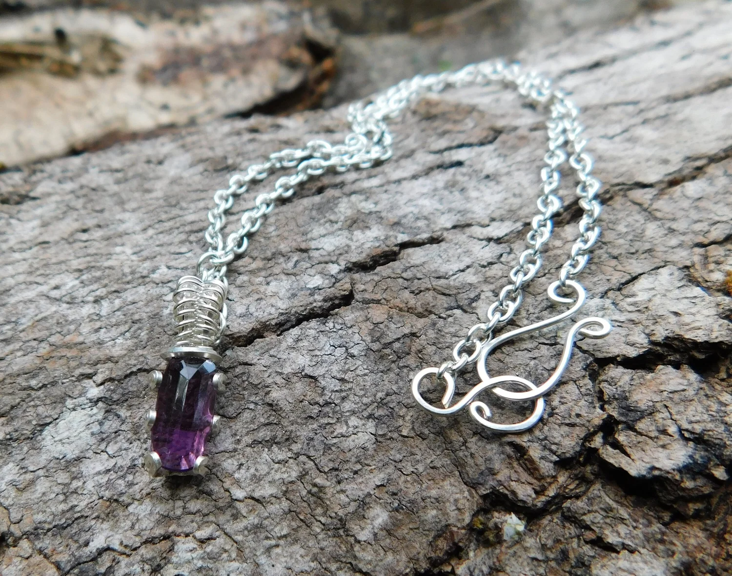 Blue/Green Apatite Necklace - Wire wrapped in Copper - Heart & Crown Chakra