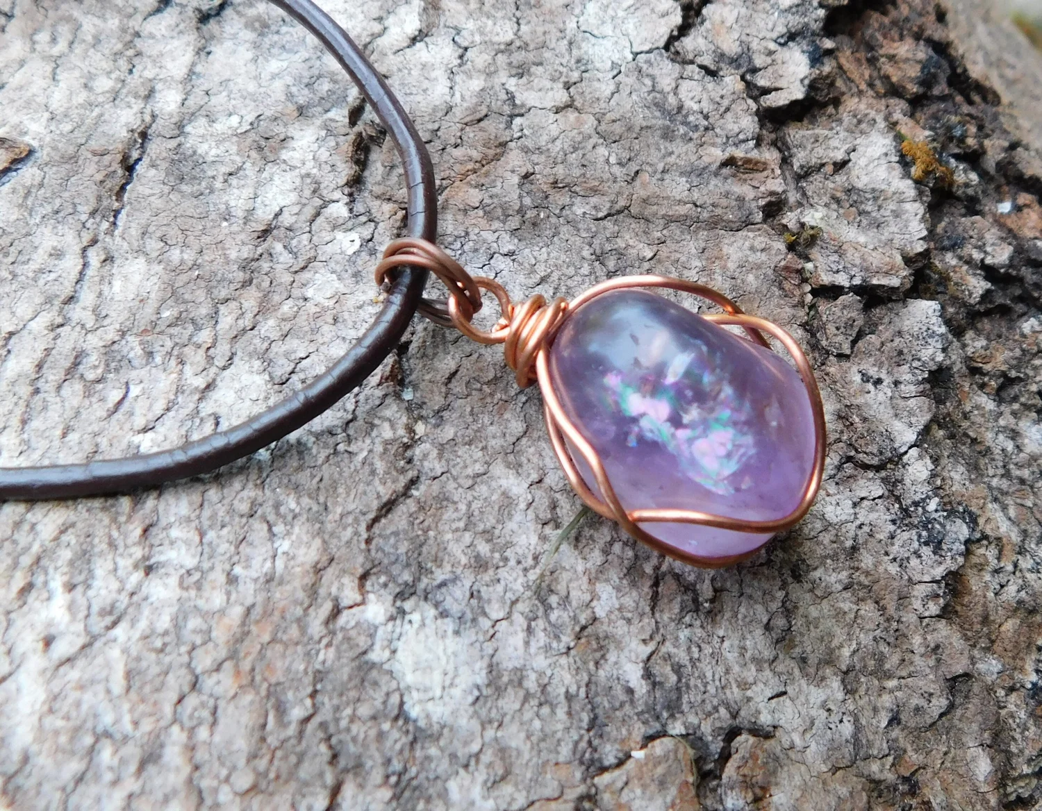 Mystical Ametrine - Wire wrapped, Reversable, and Adjustable Necklace - Crown Chakra